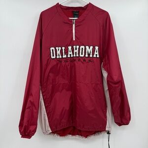 Oklahoma Sooners 1/4 Zip Pullover Men XL Red White Colosseum Windbreaker Vintage